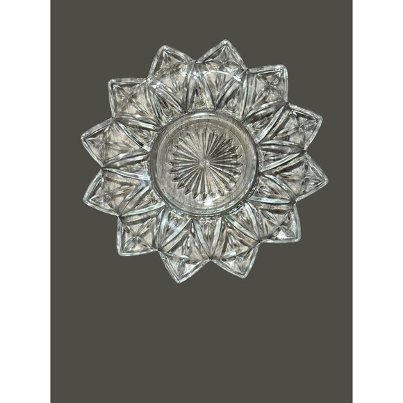 Vintage Clear Federal Glass Starburst 12-Point Star Flower Appetizer Bread Plate - Picture 5 of 7